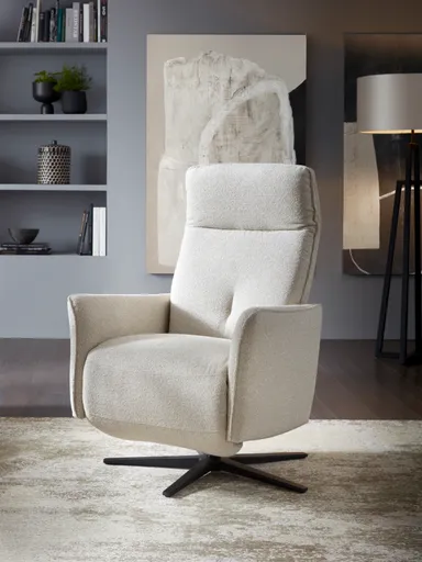 Relaxsessel Amadena - Relaxfunktion (manuell), Stoff, Creme