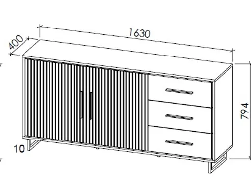 Sideboard- Eiche Dekor, Schwarz