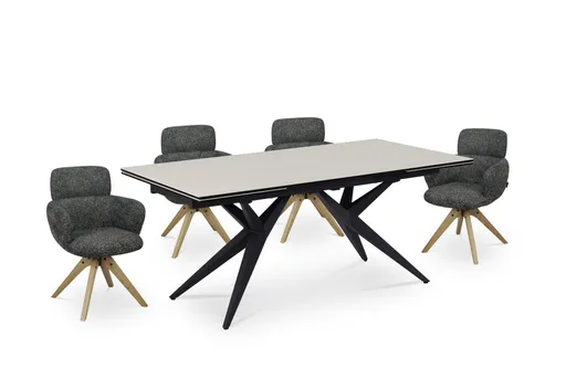 Esstisch MICHELA - ausziehbar, LB ca. 180x95 cm, Glaskeramik, Travertin farbig