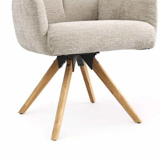 Armlehnstuhl Evania - Dreh und Relax-Funktion, niedriger Rücken, Stoff, Ecru