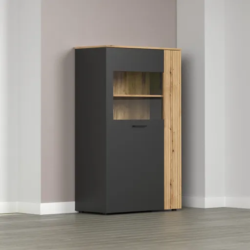 Highboard - B ca. 90 cm, Anthrazit, Eiche Coast Evoke Nachbildung