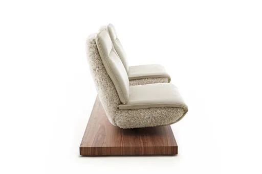 Sofa - 2-Sitzer, Relaxfunktion motorisch, Leder/Stoff Perlmutt
