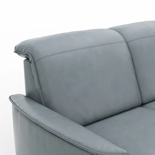 Sofa Bolivien - 2,5-Sitzer mit Relaxfunktion/Kopfteilverstellung motorisch, Leder, Steel