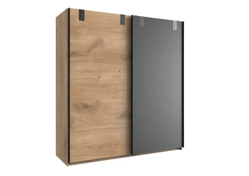 Schwebetürenschrank- B ca. 135 cm, Eiche Dekor, Graphit