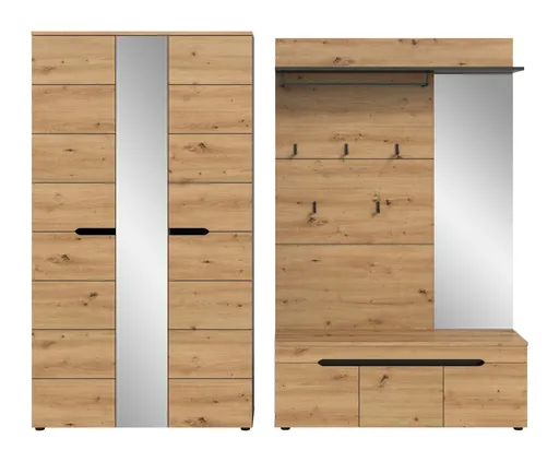 Garderobe - Basalt grau, Artisan Eiche Nachbildung