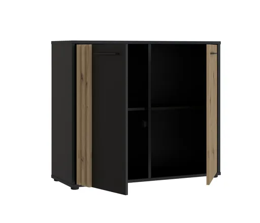 Kommode FLORISS-Schwarz, Eiche Dekor