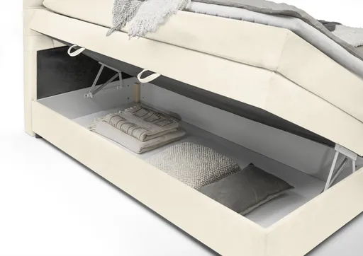 Boxspringbett SANDRIN A- Liegefläche ca. 200x200 cm, Stoff, Weiß, inkl. Stauraum
