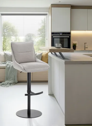 Barhocker MANDY - höhenverstellbar, Stoff, Silbergrau