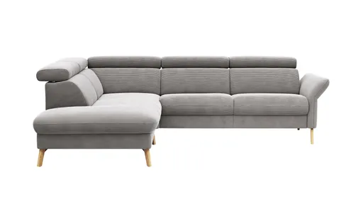 Sofa Maryville - Eckelement und Abschlussteil medium links mit 2,5-Sitzer, inkl. Kopfteil verstellbar, Stoff, Grau