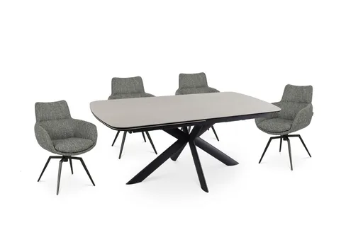 Esstisch MAXIE - ausziehbar, LB ca. 190x98 cm, Glaskeramik, Travertin farbig