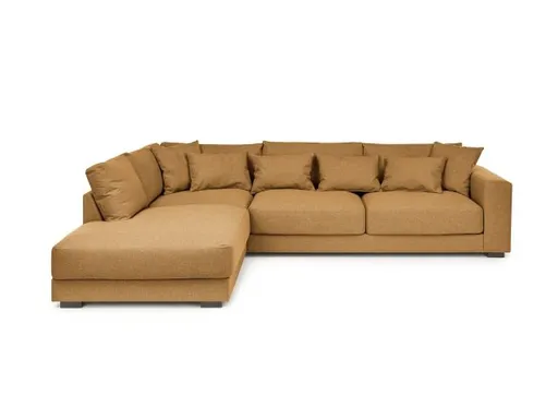 Ecksofa - Ecke links, 3-Sitzer, Stoff, Curry