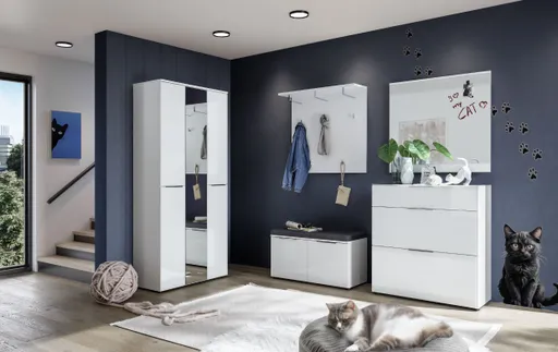 Schuhschrank - B ca. 90 cm, Weiß