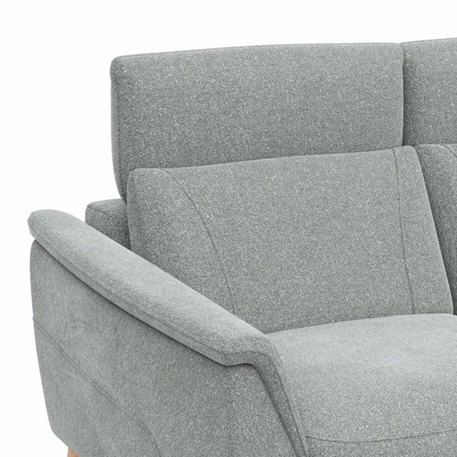Sofa Nevin - 2,5-Sitzer inkl. Kopfpolsterverstellung, Stoff, Silbergrau