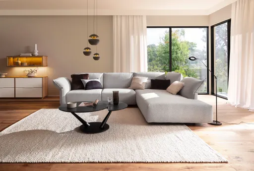 Ecksofa Motone - 2,5-Sitzer mit Ecke rechts, Stoff, Hellgrau