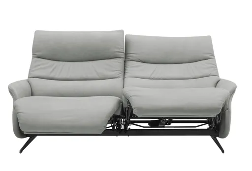 Sofa EM Lun - 3-Sitzer, Wall-Free Funktion, Kopfteilverstellung, Leder, grau