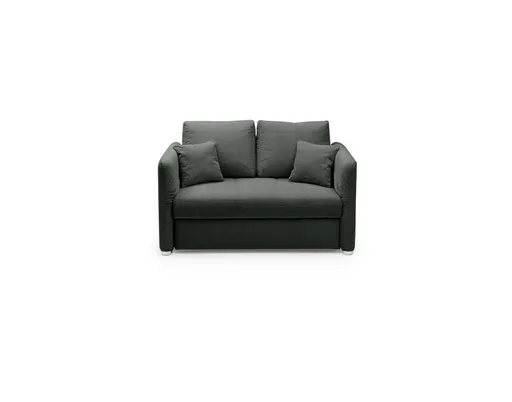 Sofa JORDEN - 1,5-Sitzer inkl. Schlaffunktion mit Bettkasten, verstellbare Armlehnen, Stoff, Dunkelgrau