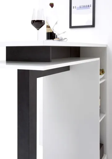 Bartisch - B/H/T ca. 108x103x50 cm, Weiß, Dekor