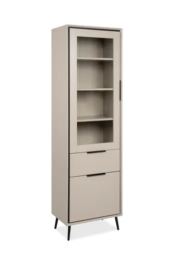 Vitrine - B ca. 60 cm, Sand, Schwarz