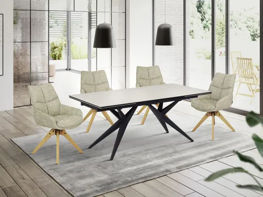 Esstisch MICHELA - ausziehbar, LB ca. 180x95 cm, Glaskeramik, Travertin farbig