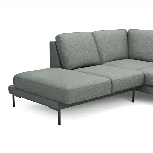 Ecksofa Rockport A - Ecke links mit 2,5-Sitzer rechts, inkl. Sitzauszug (motorisch) und Armlehne klappbar, Stoff, Eisblau