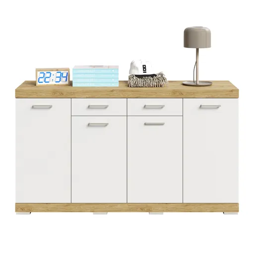 Kommode - Eiche Dekor, Weiß