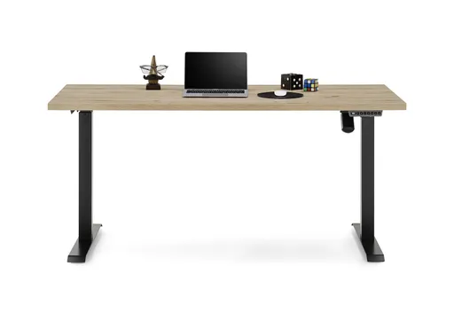 Schreibtisch - höhenverstellbar, LB ca. 160x70 cm, Eiche Nachbildung, Schwarz