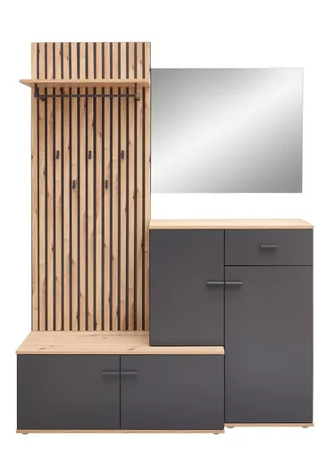 Kompaktgarderobe - Anthrazit, Artisan Eiche Nachbildung
