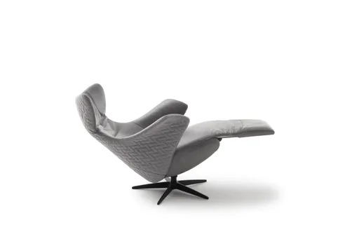 Relaxsessel Follina - Relaxfunktion (motorisch), Leder, Stoff, Grau