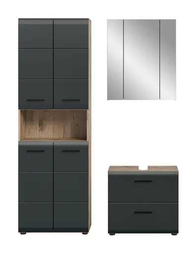 Spiegelschrank - B ca. 60 cm, Nox Eiche Nachbildung