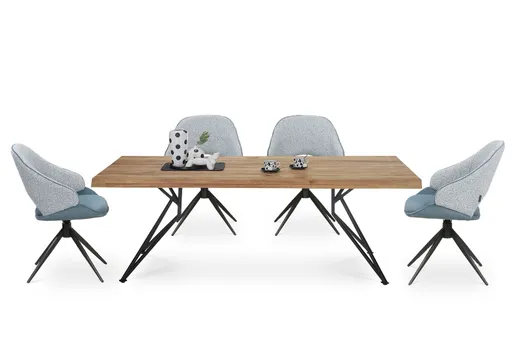 Stuhl MERIEM - drehbar, Stoff, Blau