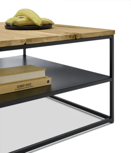 Couchtisch - LB ca. 70x70 cm, Wildeiche massiv, Schwarz