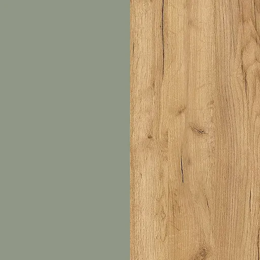 Schuhschrank GIANNA - B ca. 140 cm, Taupegrün, Navarra Eiche Nachbildung