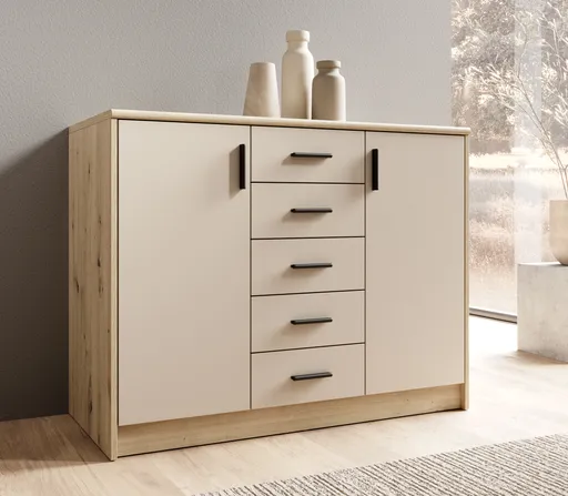 Kommode - B ca. 109 cm, Artisan Eiche Nachbildung, Kaschmir