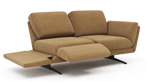 Sofa Tova - 2-Sitzer inkl. Rücken- und Armlehnfunktion, Kufe, Stoff, Kurkuma