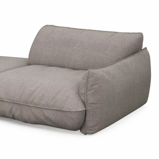 Trapezsofa Fluffy - 2-Sitzer mit Trapezelement und Abschlussteil inkl. Rückenlehne verstellbar, Stoff, Taupe
