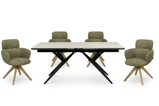 Esstisch MICHELA - ausziehbar, LB ca. 180x95 cm, Glaskeramik, Travertin farbig