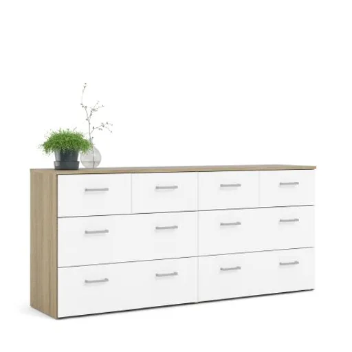 Kommode - B ca. 147 cm, Eiche Struktur Nachbildung, Weiß