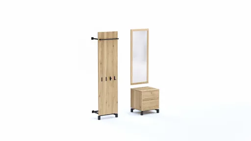 Garderobenkombination Williston - Korpus Wildeiche bianco / Front sandgestrahlt