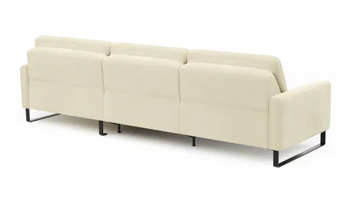 Ecksofa Valera - 3-Sitzer mit Longchair rechts inkl. Rückenlehne verstellbar und Relaxfunktion motorisch, Stoff, Natur