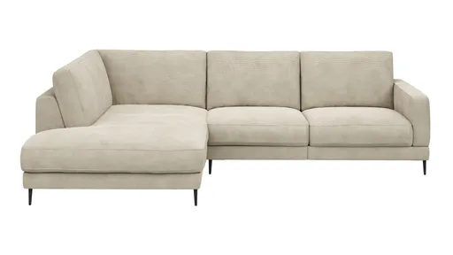 Ecksofa Janne - Ecke links, 2-Sitzer, Feincord, Sand