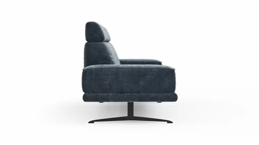 Sofa Hubertus - 2,5-Sitzer, Kopfstütze verstellbar, Stoff, Blau
