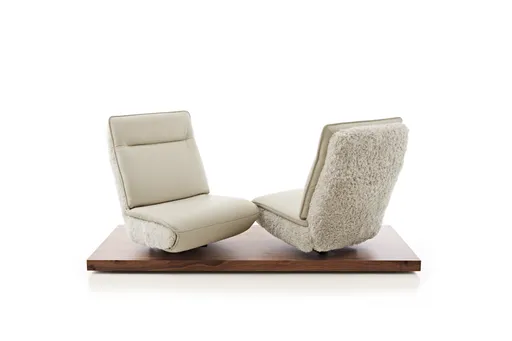Sofa - 2-Sitzer, Relaxfunktion motorisch, Leder/Stoff Perlmutt
