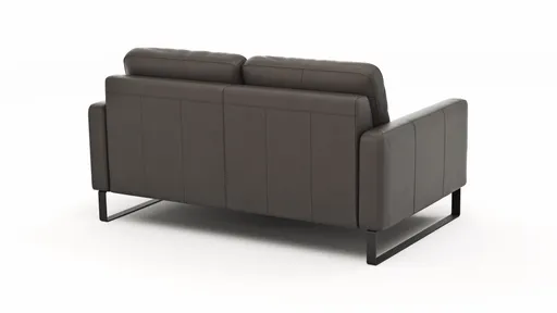 Sofa Enna - 2,5-Sitzer, Armlehne A, Leder, Schwarz, Kufe, Schwarz