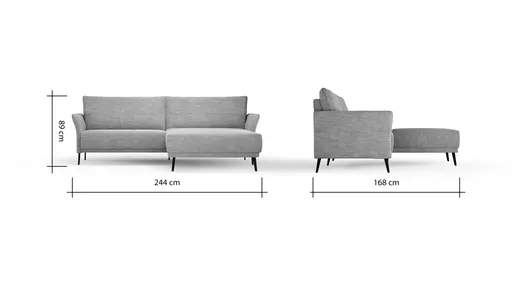 Ecksofa Rosario - 1-Sitzer, Longchair rechts, Relaxfunktion, Sitzvorzug (motorisch), Flachgewebe, Lindgrün