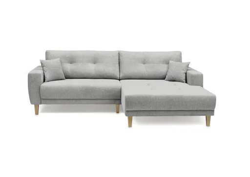 Ecksofa - 3-Sitzer, Ecke rechts inkl. elektrische Sitztiefenverstellung, Stoff, Hellgrau