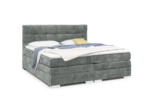 Boxspringbett SANDRIN I- Liegefläche ca. 200x200 cm, Stoff, Grau,  inkl. Stauraum