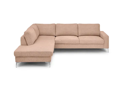 Ecksofa CALM 2.0 - Ecke links mit 2,5-Sitzer, Schlaffunktion mit Bettkasten, Stoff, Pfirsich