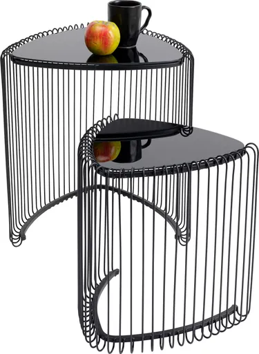 Beistelltisch-Set- Metall, Schwarz