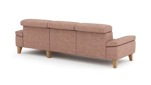 Ecksofa Hudson - 2,5-Sitzer mit Longchair rechts inkl. Kopfteil verstellbar, Stoff, Kupfer
