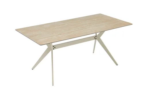 Esstisch - LB ca. 180x90 cm, Marmoroptik weiß, Perlweiß